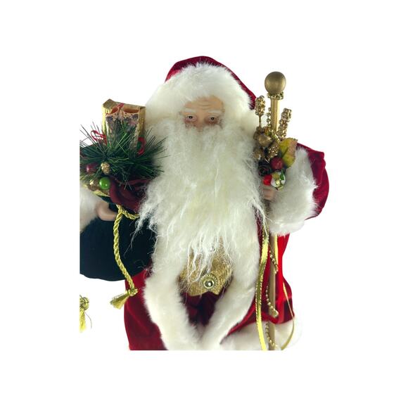 Vintage Santa Claus Figurine With Gift Bag & Staff Christmas Holiday Decoration - Picture 15 of 16